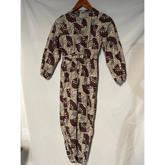 Ulla Johnson Patterned Jumpsuit with Brown and Cream Design - Picture 1 of 5